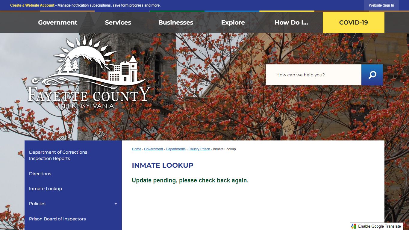Inmate Lookup | Fayette County, PA